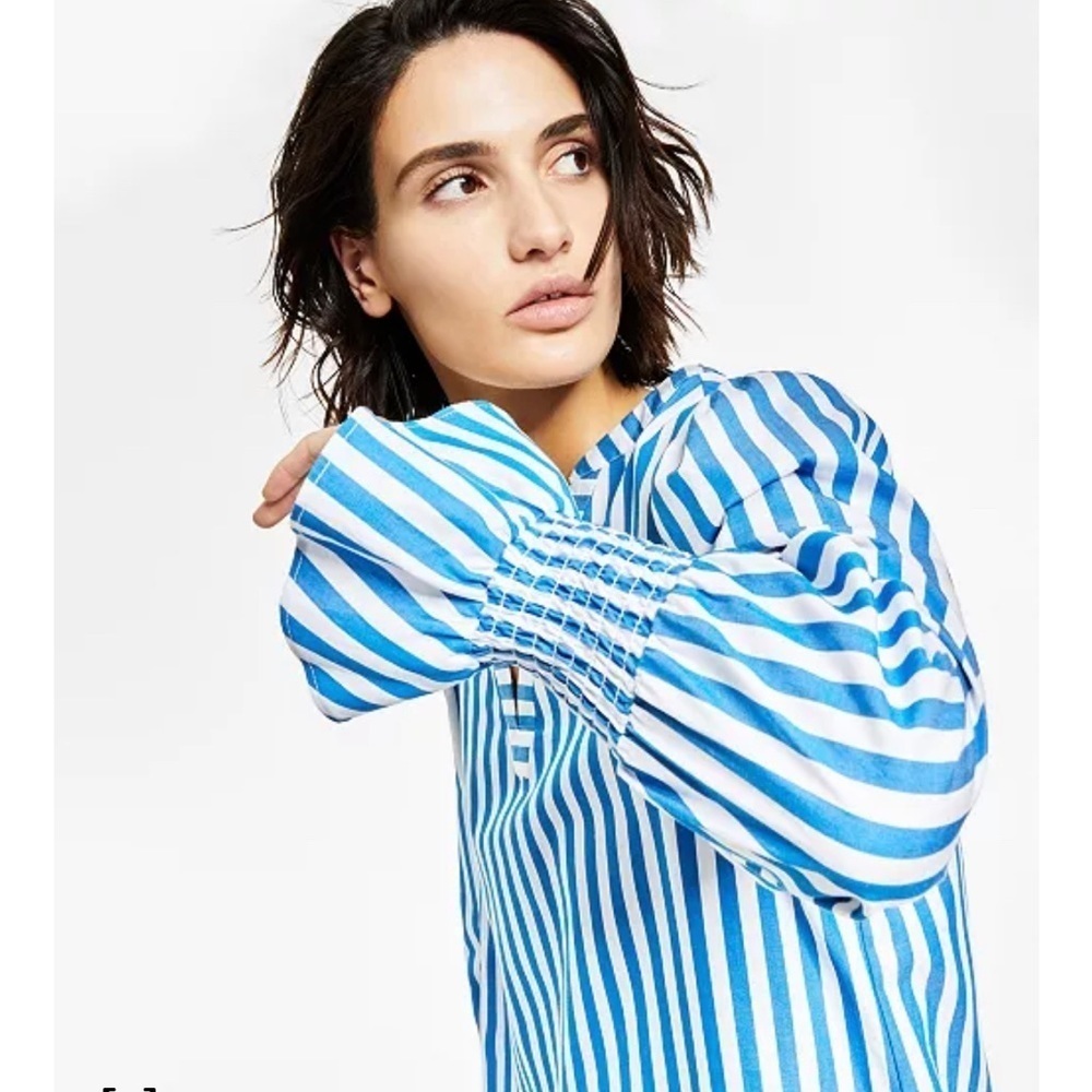 Bar III Women's Striped Smocked-Cuff Top in size XXL. NWT - Picture 3 of 5